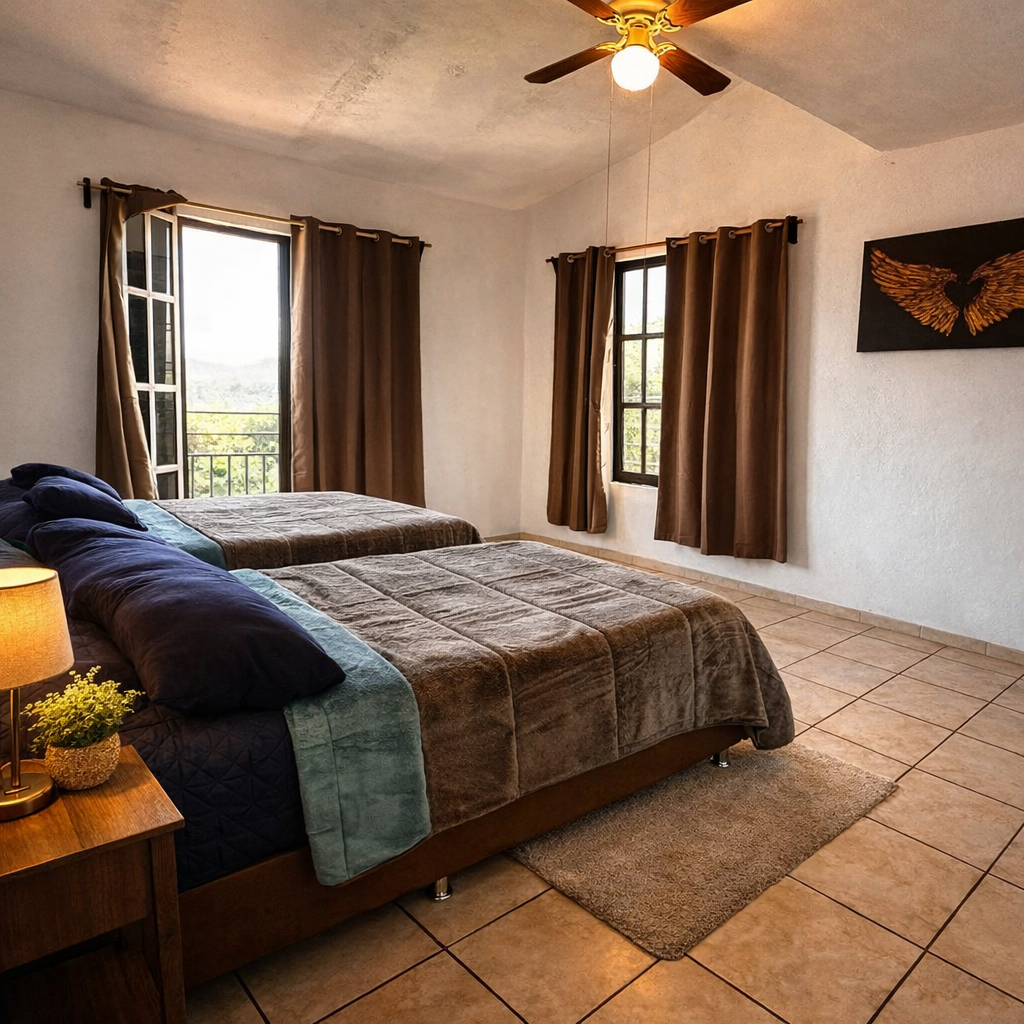 Habitación 1 con tres camas matrimoniales