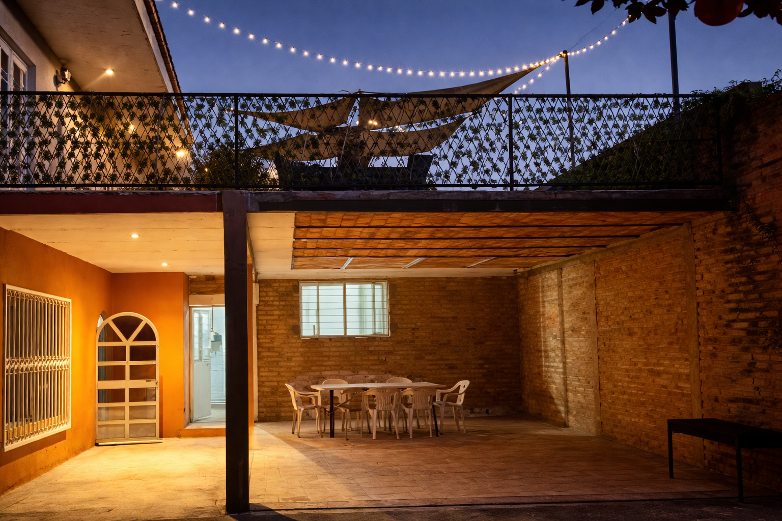 Terraza con vista al atardecer